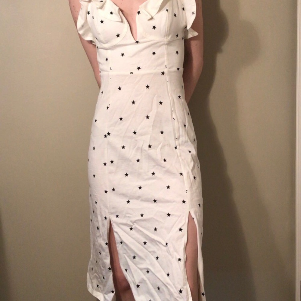 NWT ASOS Petite black & white star midi dress